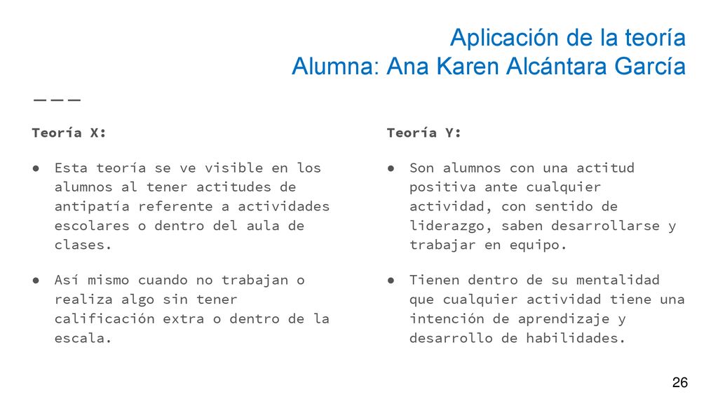 Aplicación de la teoría Alumna: Ana Karen Alcántara García