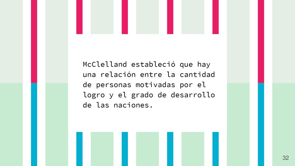McClelland estableció que hay una relación entre la cantidad de personas motivadas por el logro y el grado de desarrollo de las naciones.