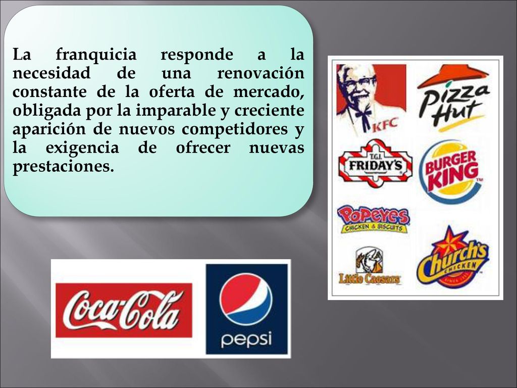 La franquicia responde a la necesidad de una renovación constante de la oferta de mercado, obligada por la imparable y creciente aparición de nuevos competidores y la exigencia de ofrecer nuevas prestaciones.