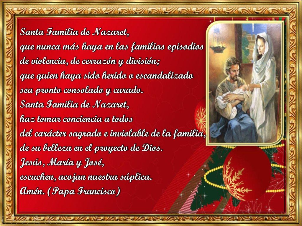 Santa Familia de Nazaret, que nunca más haya en las familias episodios