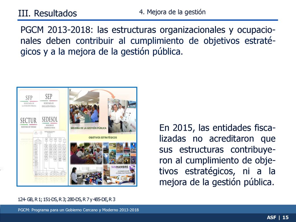 III. Resultados 4. Mejora de la gestión.