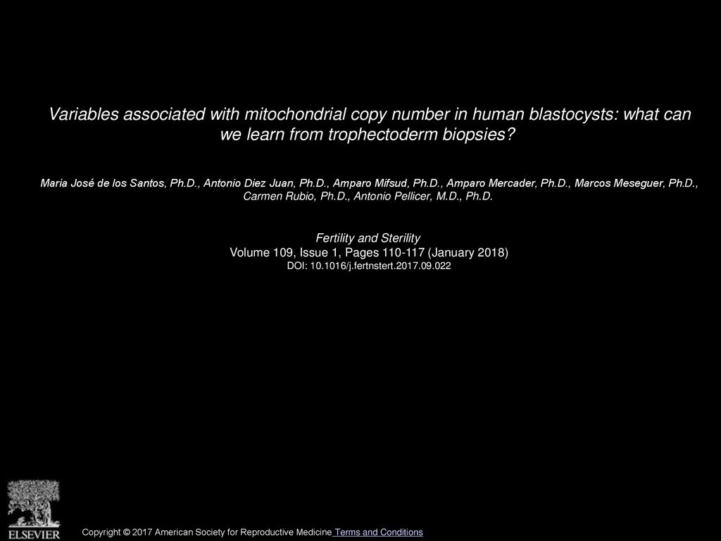 Variables associated with mitochondrial copy number in human blastocysts: what can we learn from trophectoderm biopsies