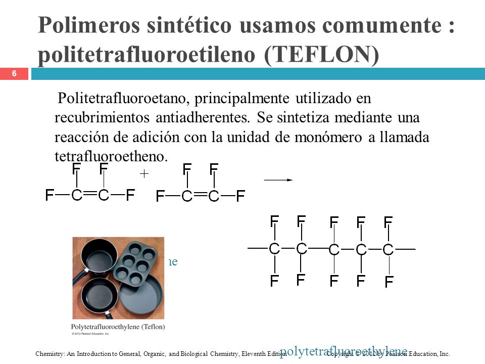 Polimeros sintético usamos comumente : politetrafluoroetileno (TEFLON)