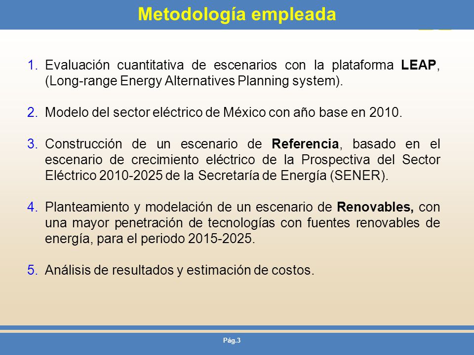 Metodología empleada Evaluación cuantitativa de escenarios con la plataforma LEAP, (Long-range Energy Alternatives Planning system).