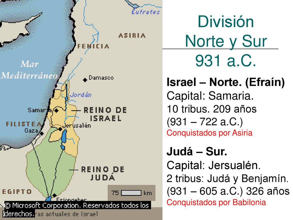 División Norte y Sur 931 a.C. Israel – Norte. (Efraín)