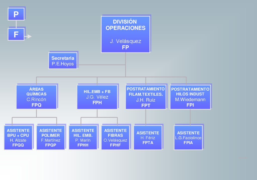 P F DIVISIÓN OPERACIONES J. Velásquez FP FP Secretaria P.E.Hoyos