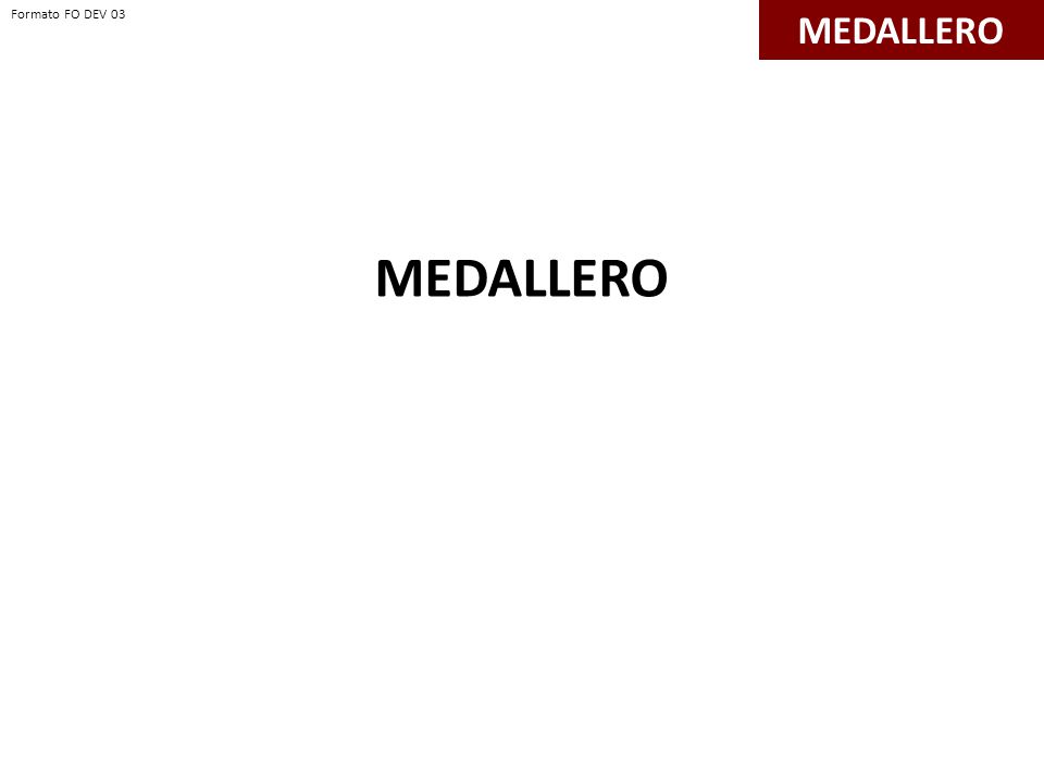 MEDALLERO MEDALLERO Formato FO DEV 03 Formato FO DEV 03