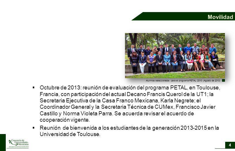 Movilidad Alumnos seleccionados para el programa PETAL 2013 (Agosto de 2013)