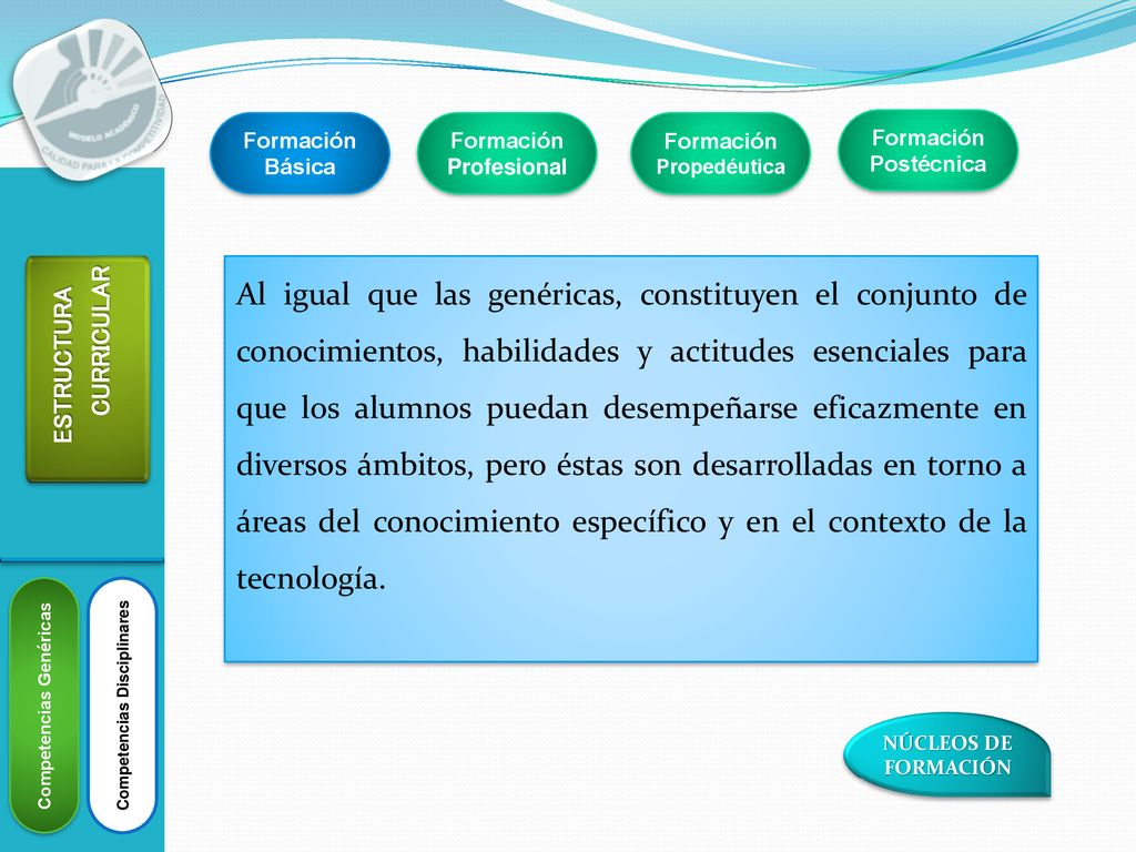 Formación Básica Formación Profesional. Formación Propedéutica. Formación Postécnica.