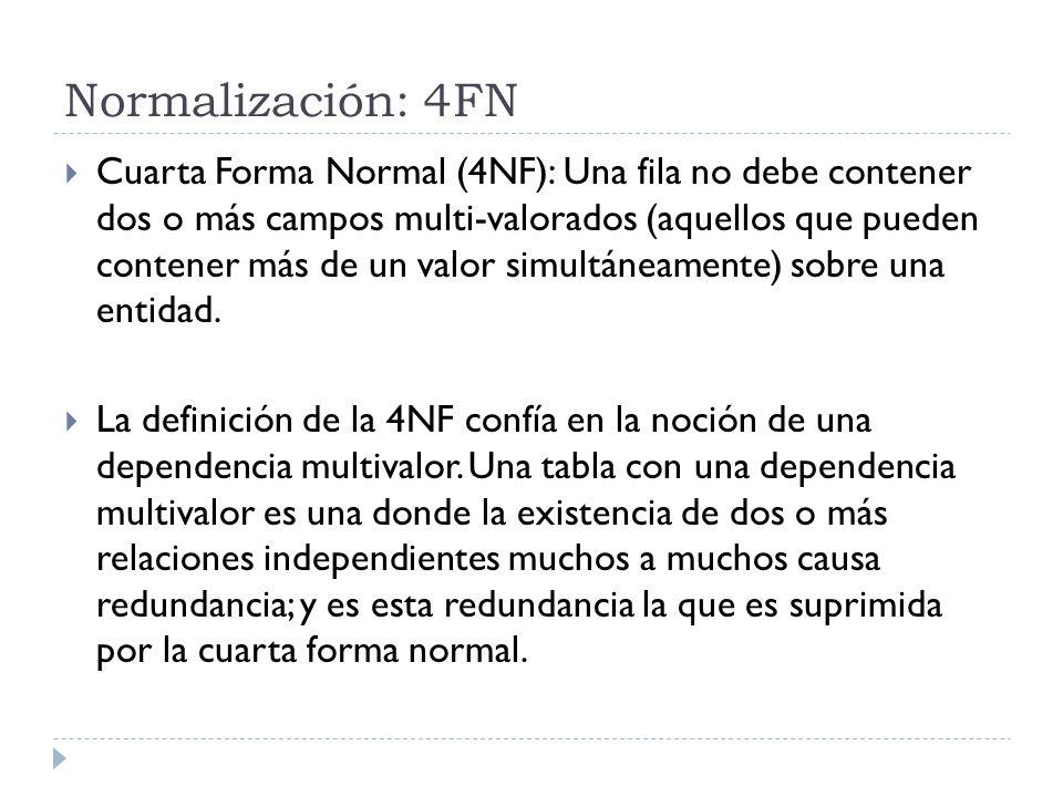 Normalización: 4FN