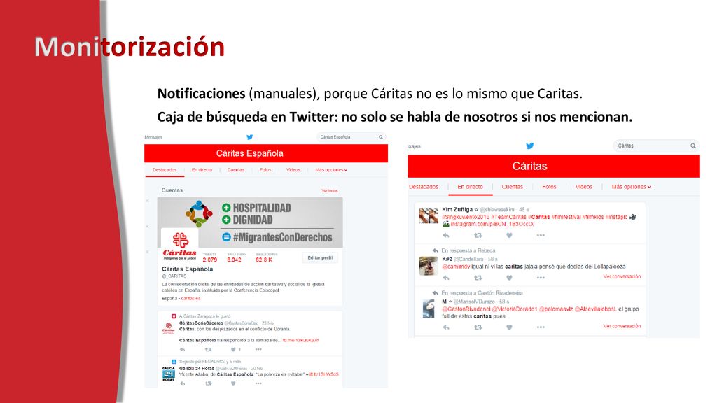 Monitorización Notificaciones (manuales), porque Cáritas no es lo mismo que Caritas.