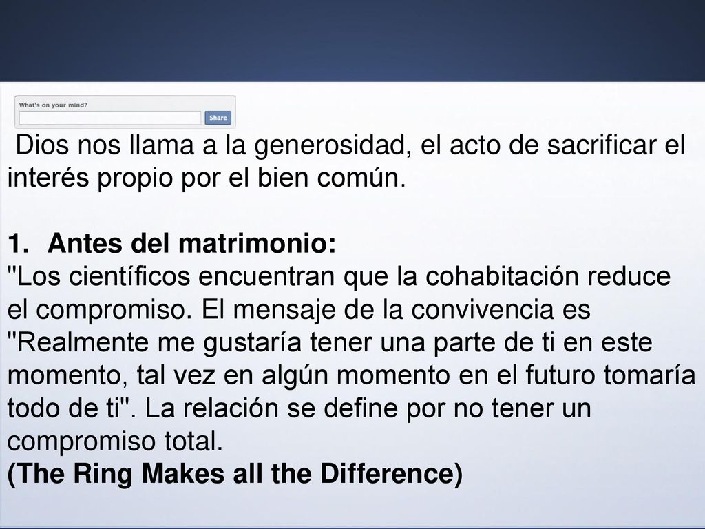 Dios nos llama a la generosidad, el acto de sacrificar el interés propio por el bien común.