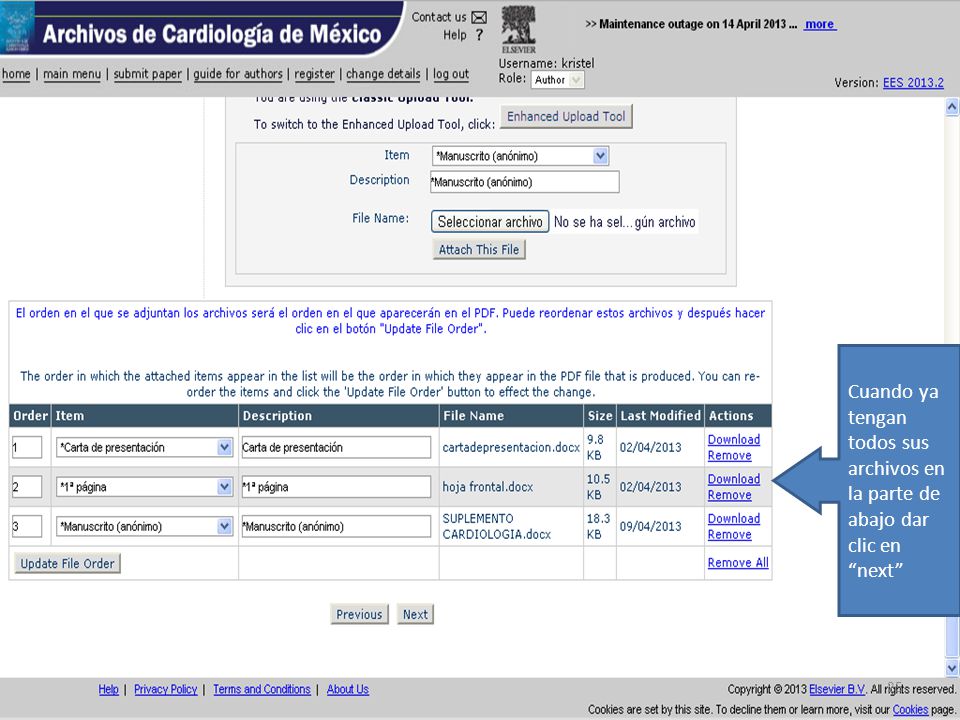 Cuando ya tengan todos sus archivos en la parte de abajo dar clic en next