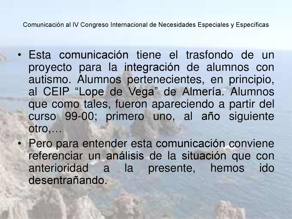 Comunicación al IV Congreso Internacional de Necesidades Especiales y Específicas