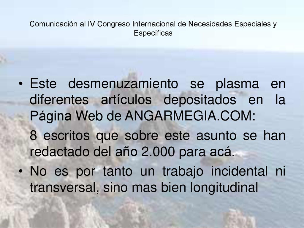 Comunicación al IV Congreso Internacional de Necesidades Especiales y Específicas