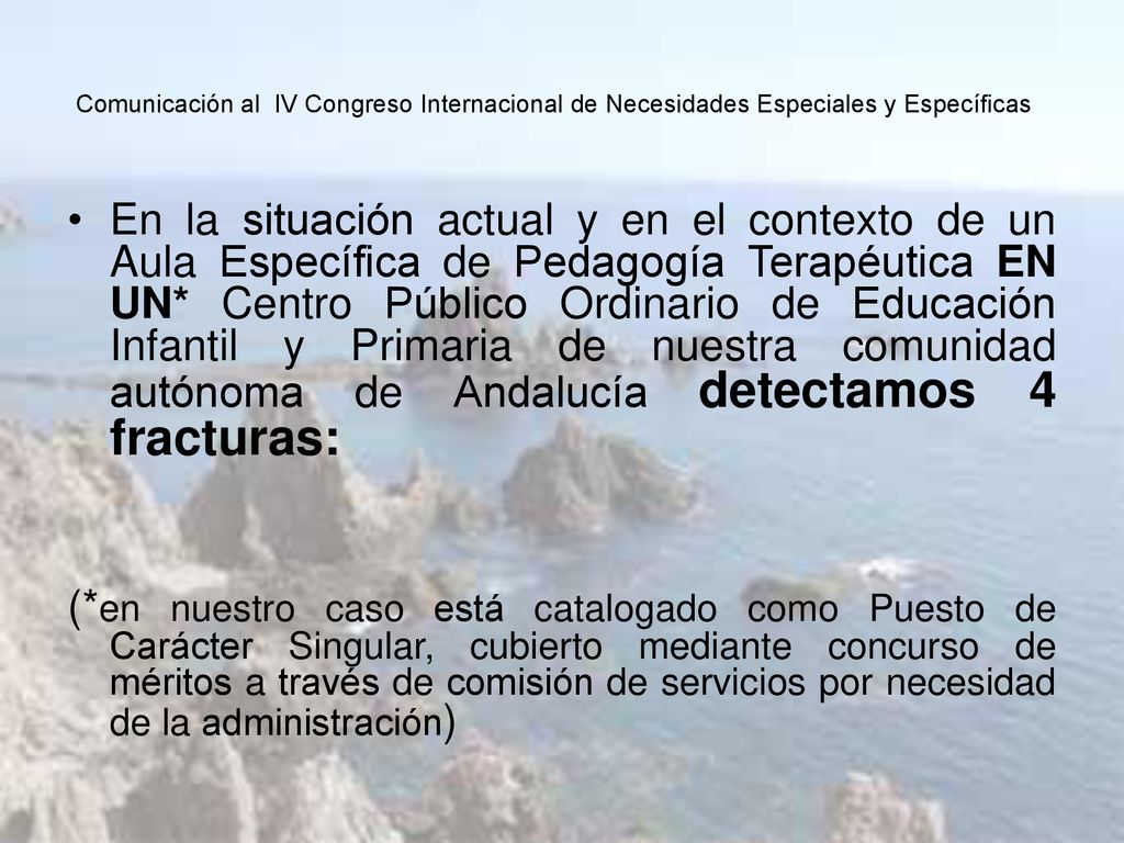 Comunicación al IV Congreso Internacional de Necesidades Especiales y Específicas