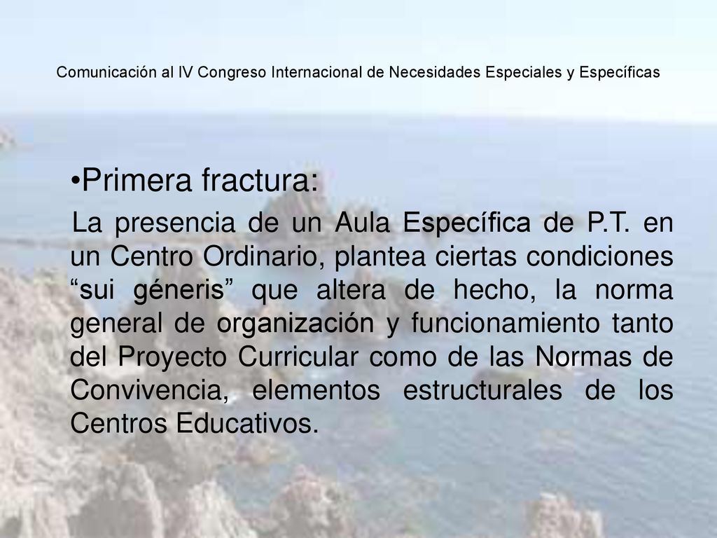 Comunicación al IV Congreso Internacional de Necesidades Especiales y Específicas