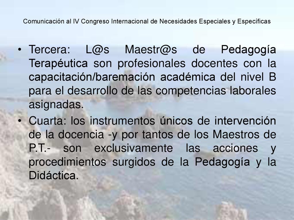 Comunicación al IV Congreso Internacional de Necesidades Especiales y Específicas