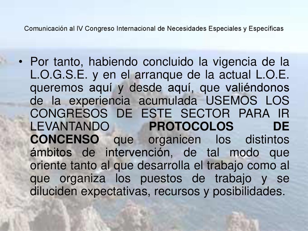 Comunicación al IV Congreso Internacional de Necesidades Especiales y Específicas