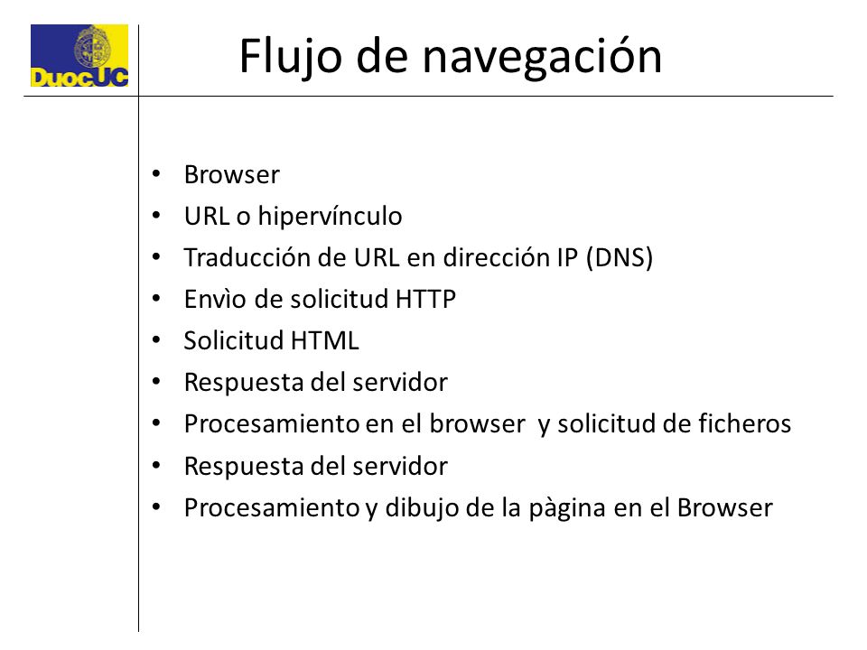 Flujo de navegación Browser URL o hipervínculo