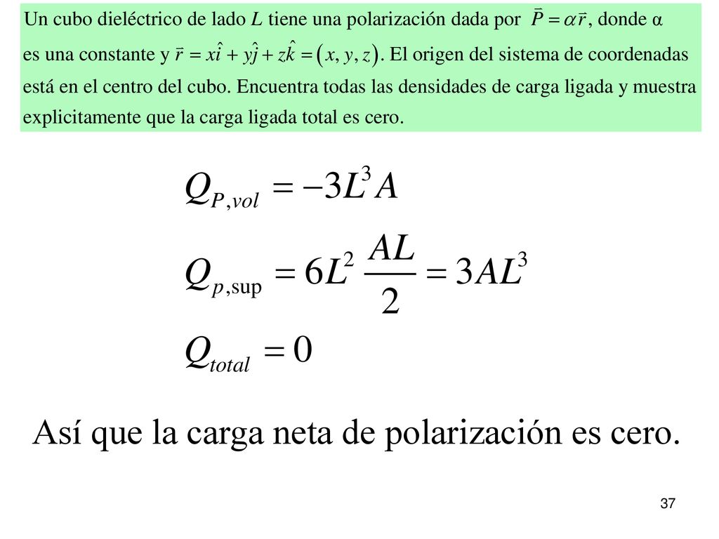 Así que la carga neta de polarización es cero.