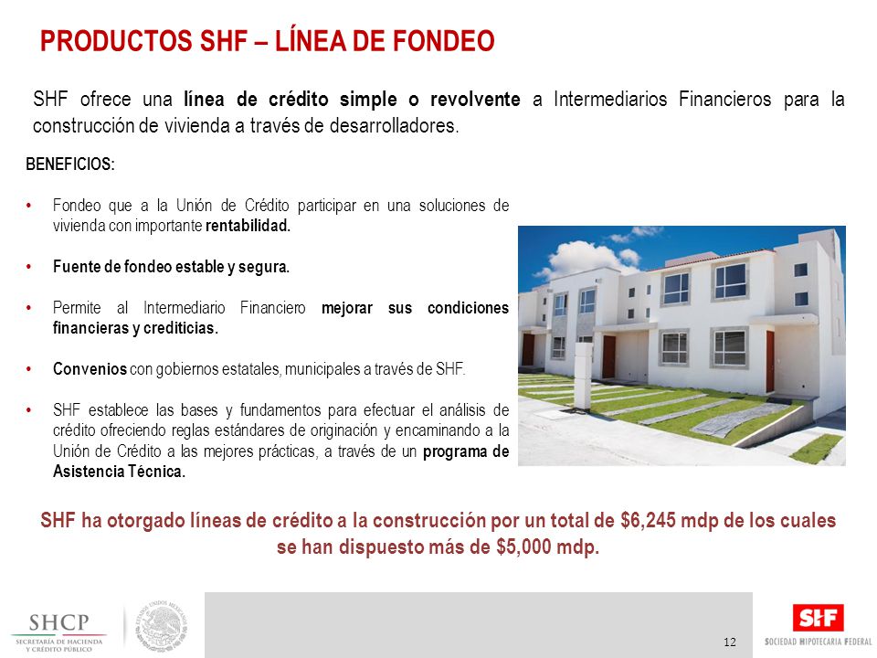 PRODUCTOS SHF – LÍNEA DE FONDEO