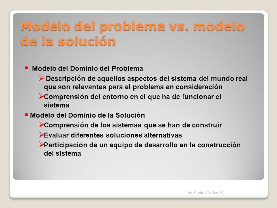 Modelo del problema vs. modelo de la solución