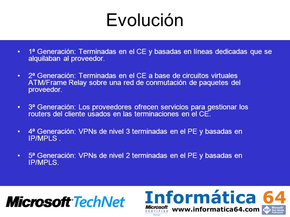 Evolución 1ª Generación: Terminadas en el CE y basadas en líneas dedicadas que se alquilaban al proveedor.