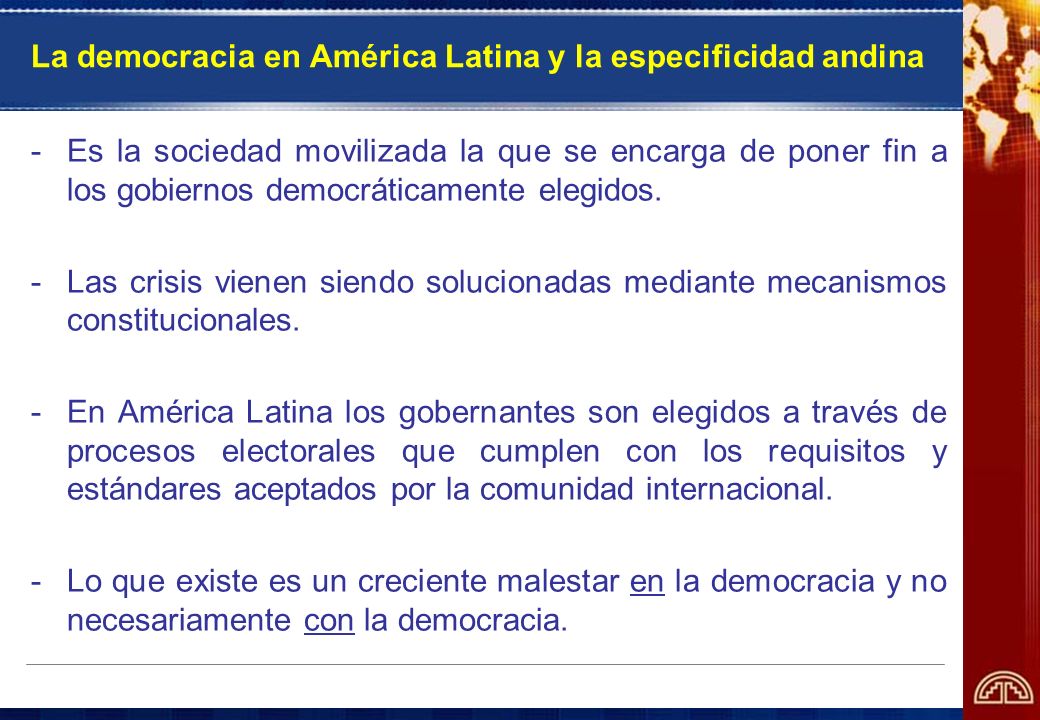 La democracia en América Latina y la especificidad andina