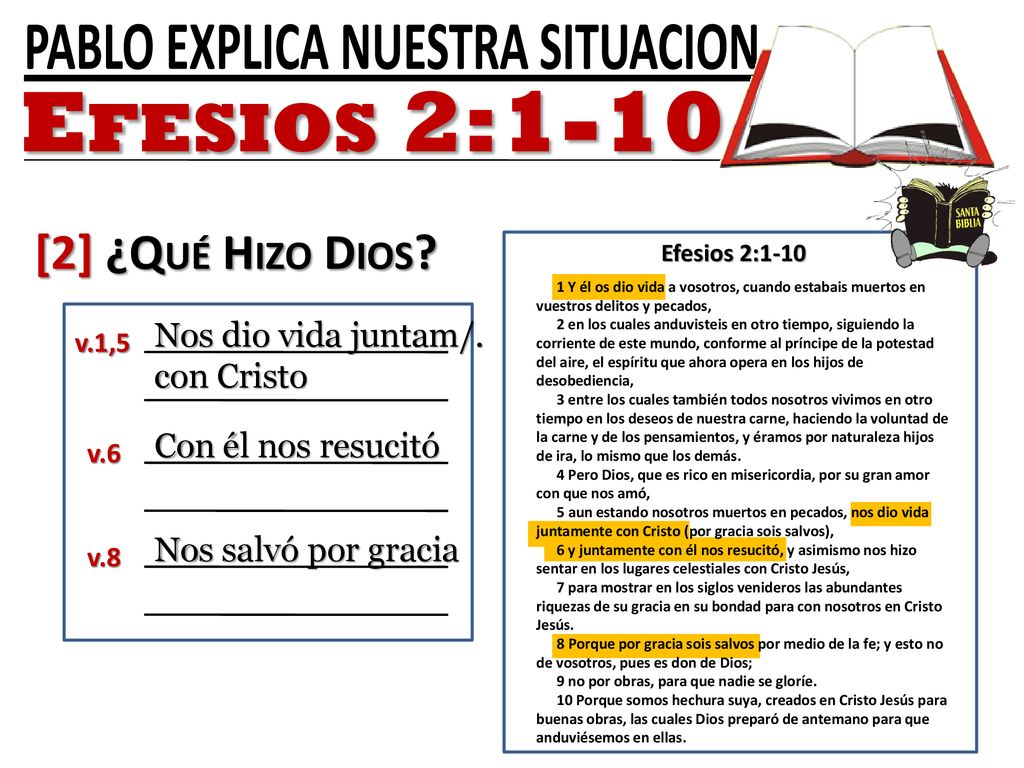 Efesios 2:1-10 [2] ¿Qué Hizo Dios Nos dio vida juntam/. con Cristo