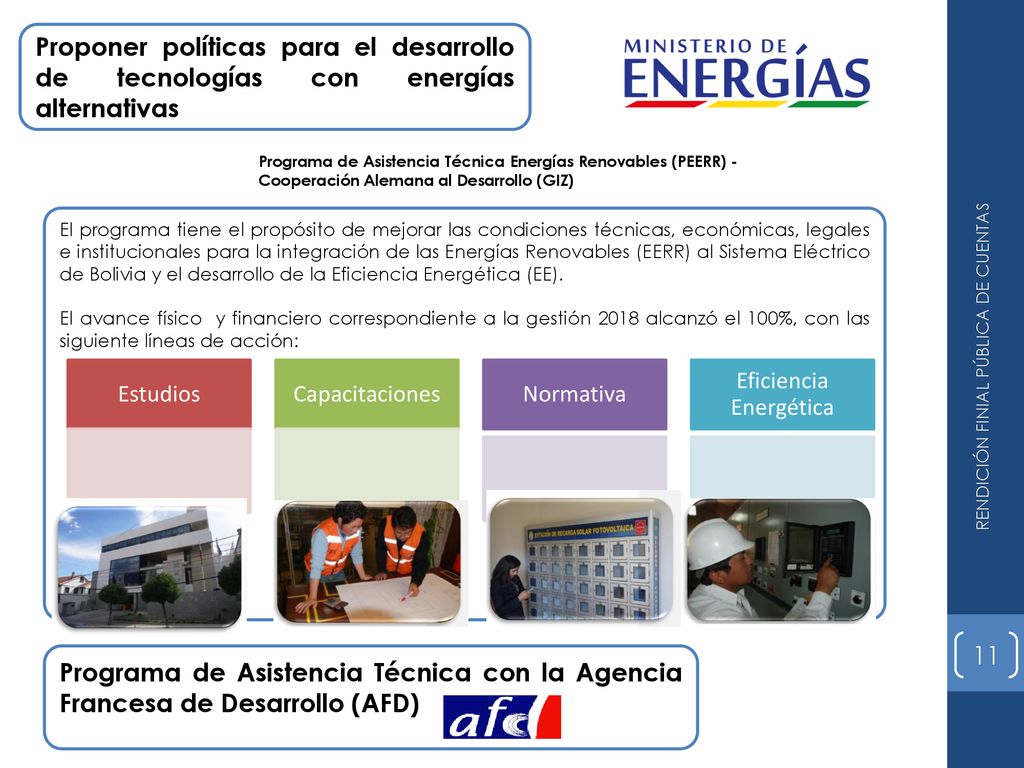 Proponer políticas para el desarrollo de tecnologías con energías alternativas