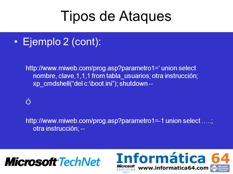 Tipos de Ataques Ejemplo 2 (cont):