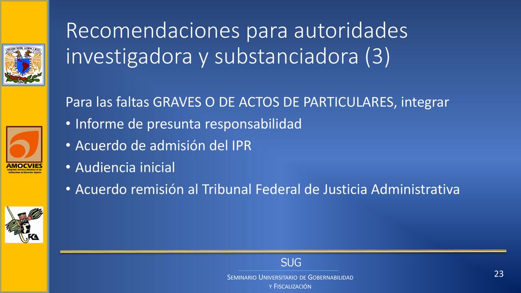 Recomendaciones para autoridades investigadora y substanciadora (3)