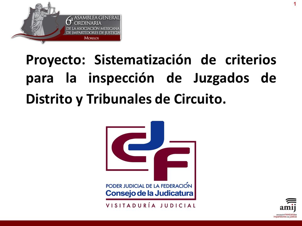 1 Proyecto: Sistematización de criterios para la inspección de Juzgados de Distrito y Tribunales de Circuito.