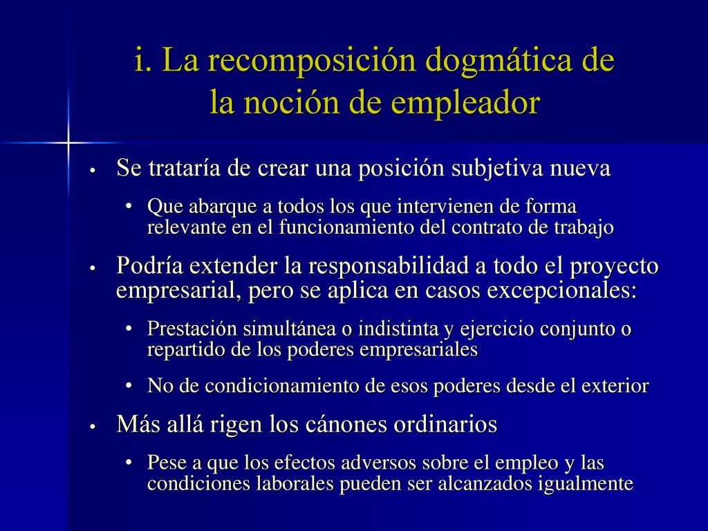 i. La recomposición dogmática de la noción de empleador