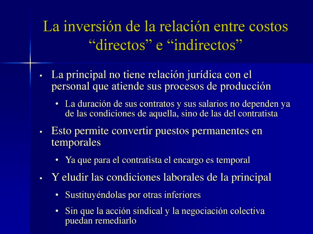 La inversión de la relación entre costos directos e indirectos