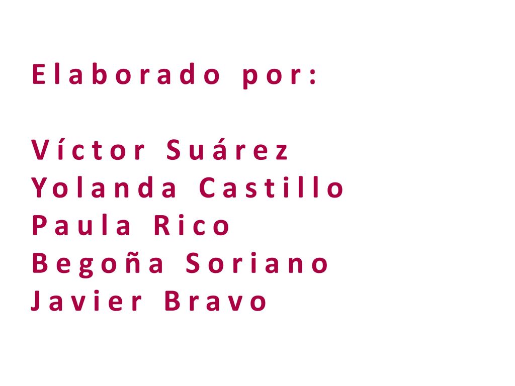 Elaborado por: Víctor Suárez Yolanda Castillo Paula Rico Begoña Soriano Javier Bravo
