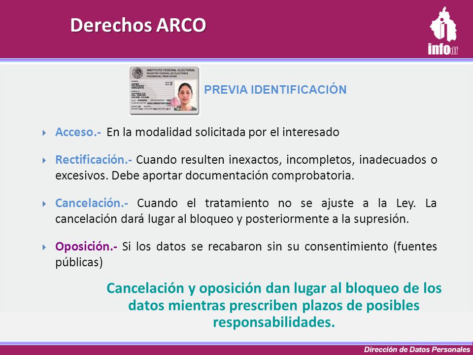 Derechos ARCO PREVIA IDENTIFICACIÓN. Acceso.- En la modalidad solicitada por el interesado.