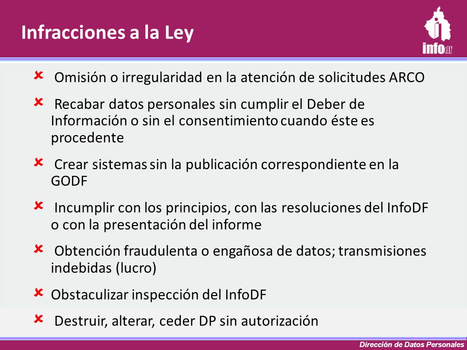 Infracciones a la Ley Omisión o irregularidad en la atención de solicitudes ARCO.