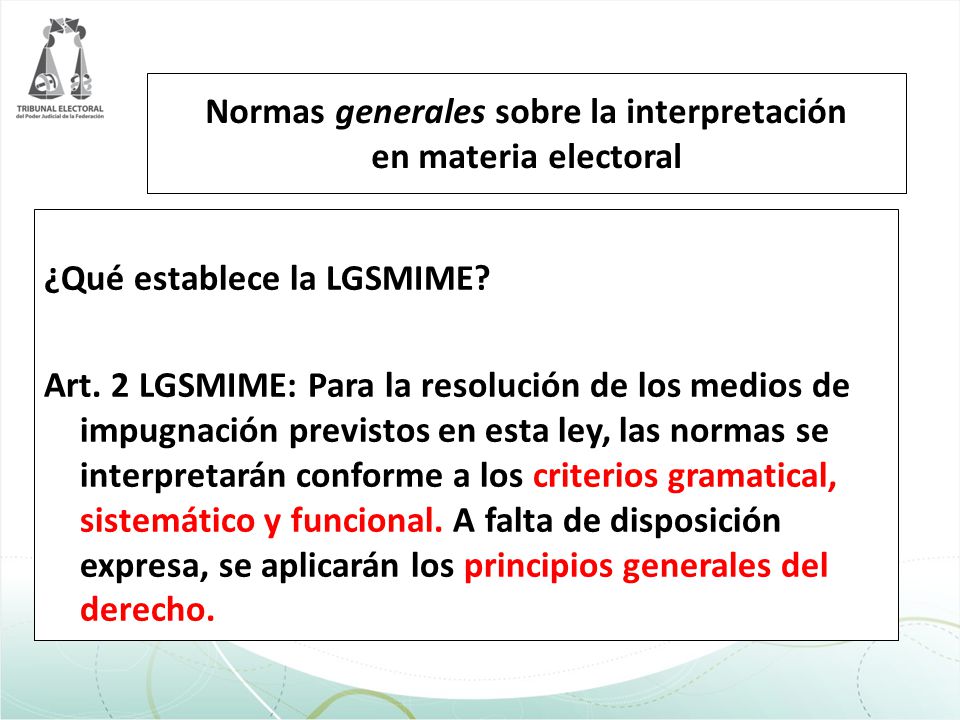 Normas generales sobre la interpretación en materia electoral