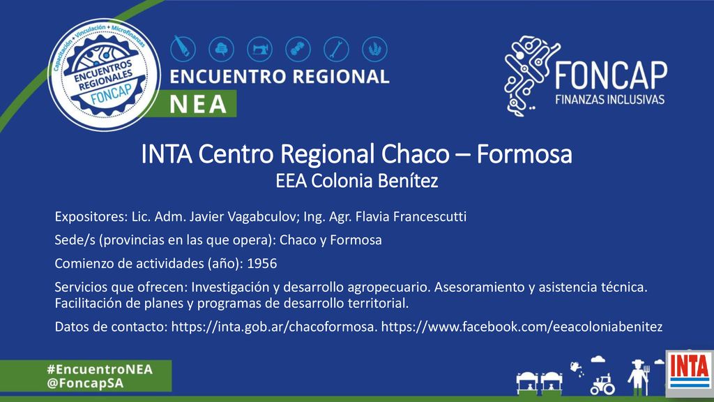 INTA Centro Regional Chaco – Formosa EEA Colonia Benítez