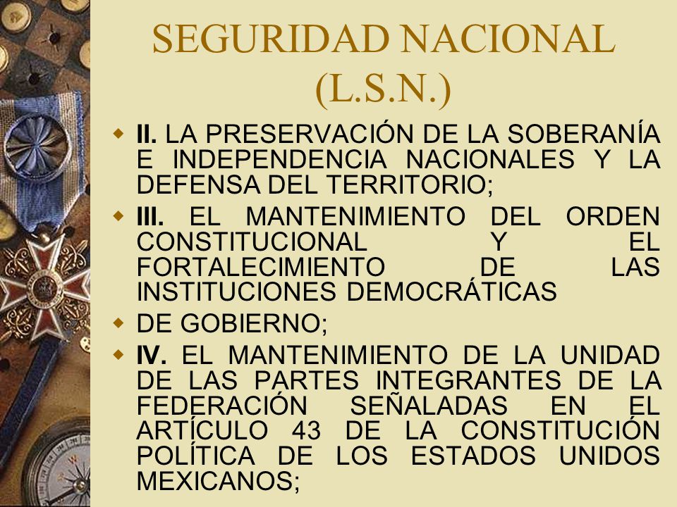 SEGURIDAD NACIONAL (L.S.N.)