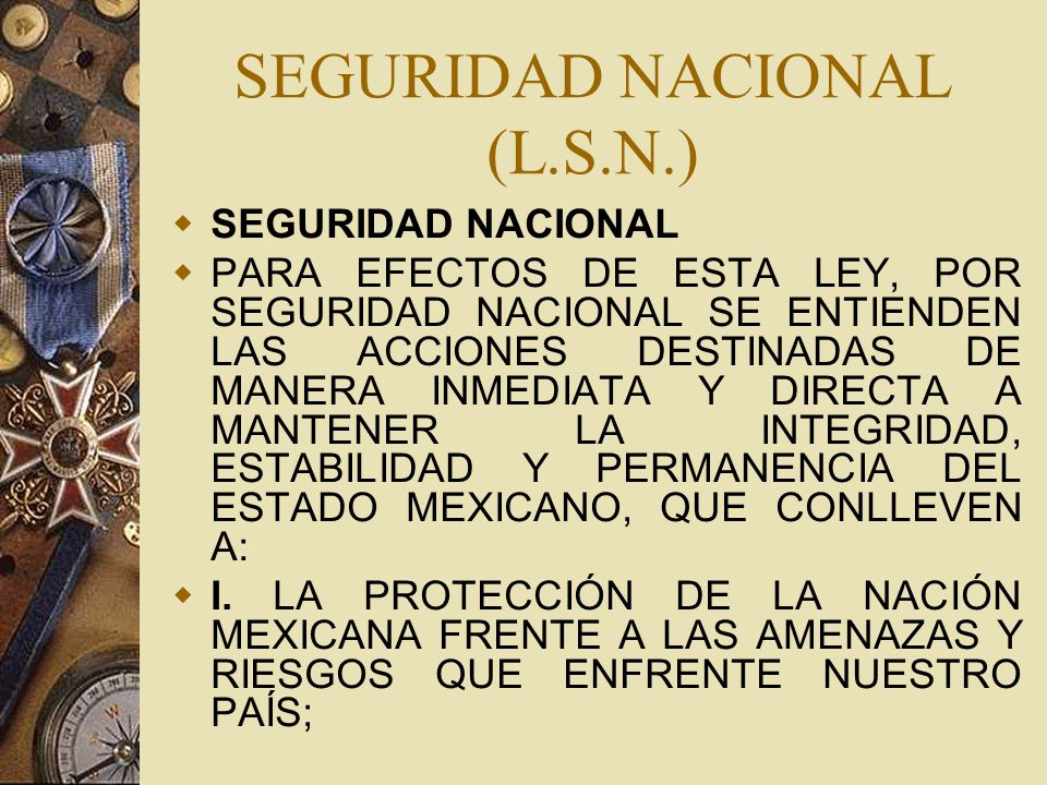 SEGURIDAD NACIONAL (L.S.N.)