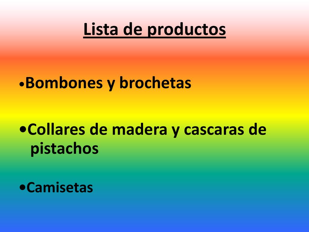 Lista de productos •Collares de madera y cascaras de pistachos