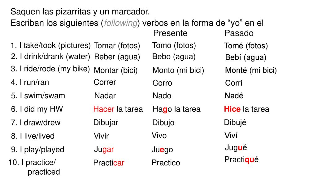 Saquen las pizarritas y un marcador.