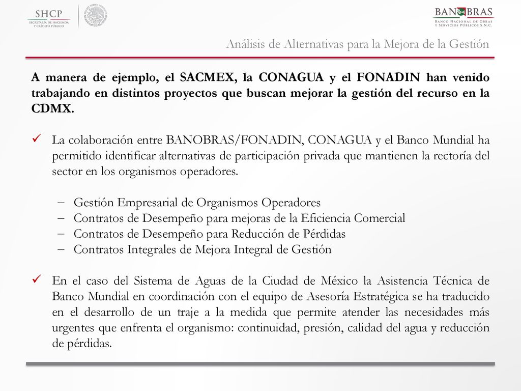 Análisis de Alternativas para la Mejora de la Gestión
