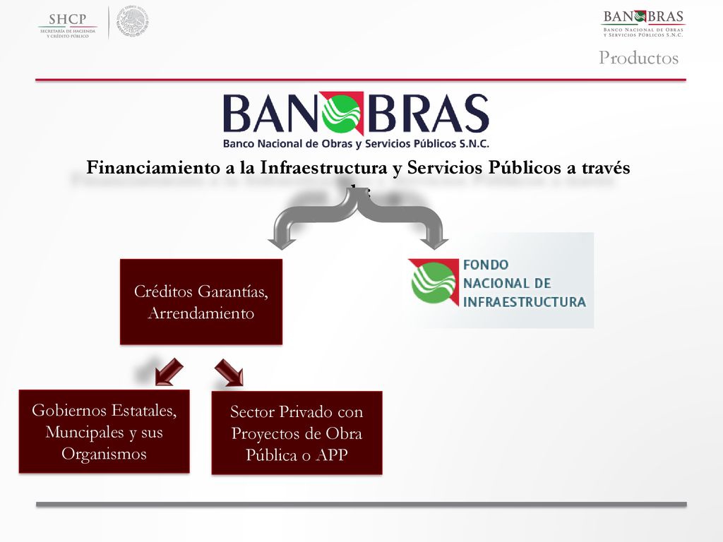 Financiamiento a la Infraestructura y Servicios Públicos a través de: