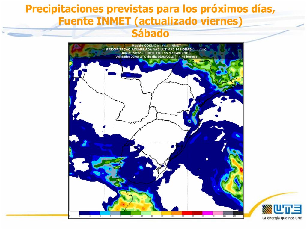 Precipitaciones previstas para los próximos días, Fuente INMET (actualizado viernes)