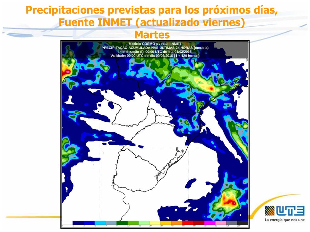 Precipitaciones previstas para los próximos días, Fuente INMET (actualizado viernes)