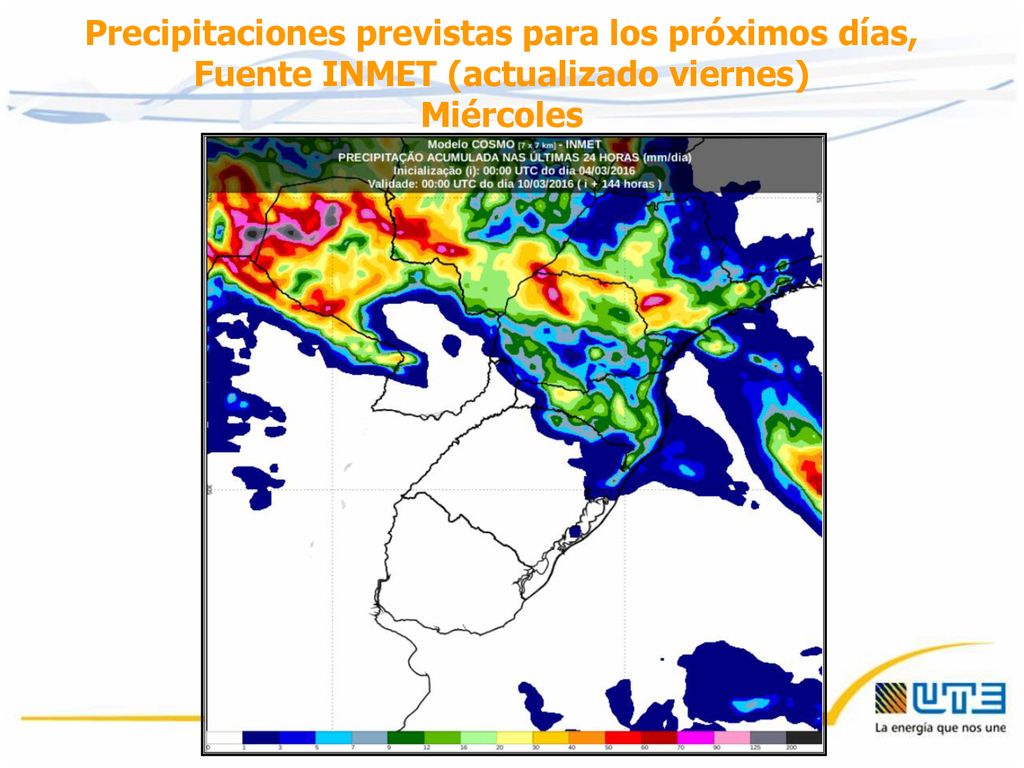 Precipitaciones previstas para los próximos días, Fuente INMET (actualizado viernes)
